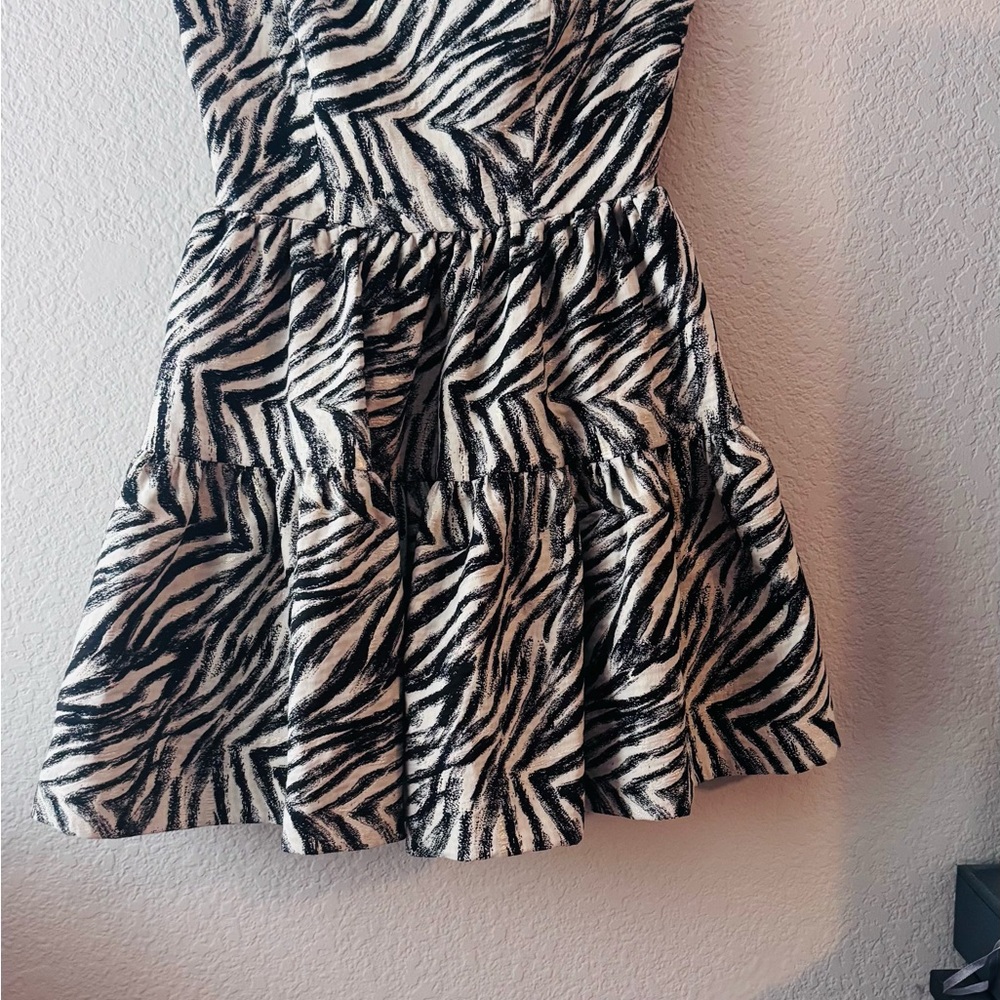 Lavender Brown Black and White Zebra Tiered Mini Dress